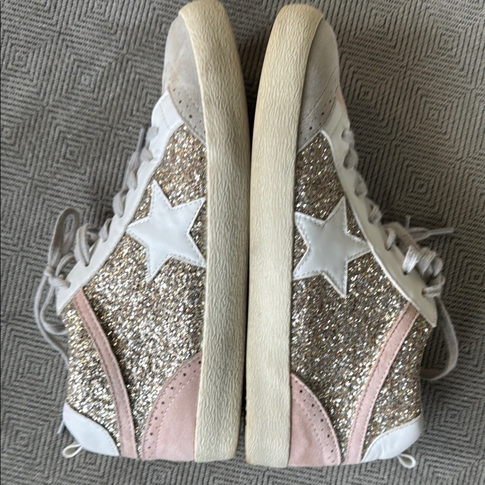 Sparkly Pink and Silver high top Star Sneakers